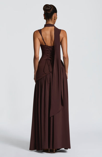 Vestido largo Tullulah - Marrón ciruela