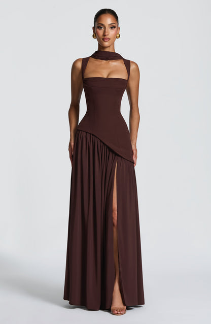 Vestido largo Tullulah - Marrón ciruela