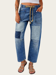 Margarita | Jeans Patchwork con Cordón Ajustable