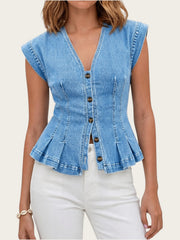Vera | Top Denim con Escote en V